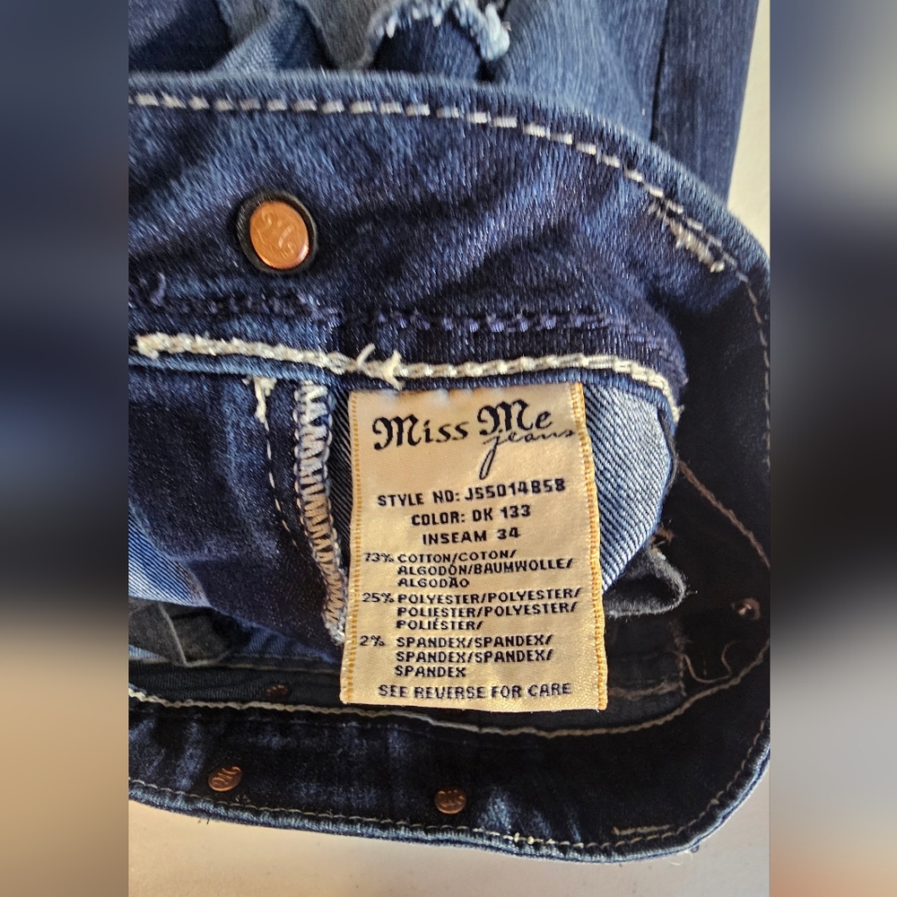 Miss Me Dark Blue Jeans Denim Cut Off's - Picture 4 of 11
